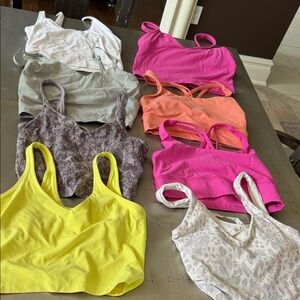 Lululemon sports bras tanks (8 total) sold as a bundle various sizes from 2-8